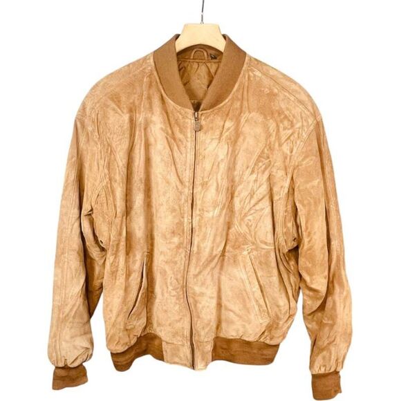Roundtree & Yorke | Tan Suede Leather Bomber Jacket Size L | EUC - Picture 3 of 12